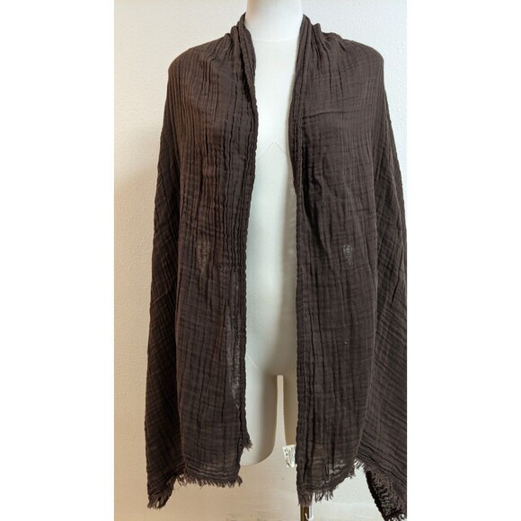 NWT~LAUDE the Label Bubble Gauze Scarf in Carob Chocolate Brown Wrap NEW! - Picture 13 of 15